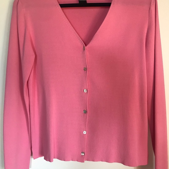 J.A.C. 2 Piece Sweater Set, pink, button cardigan, square neck sleeveless shell - Picture 2 of 13